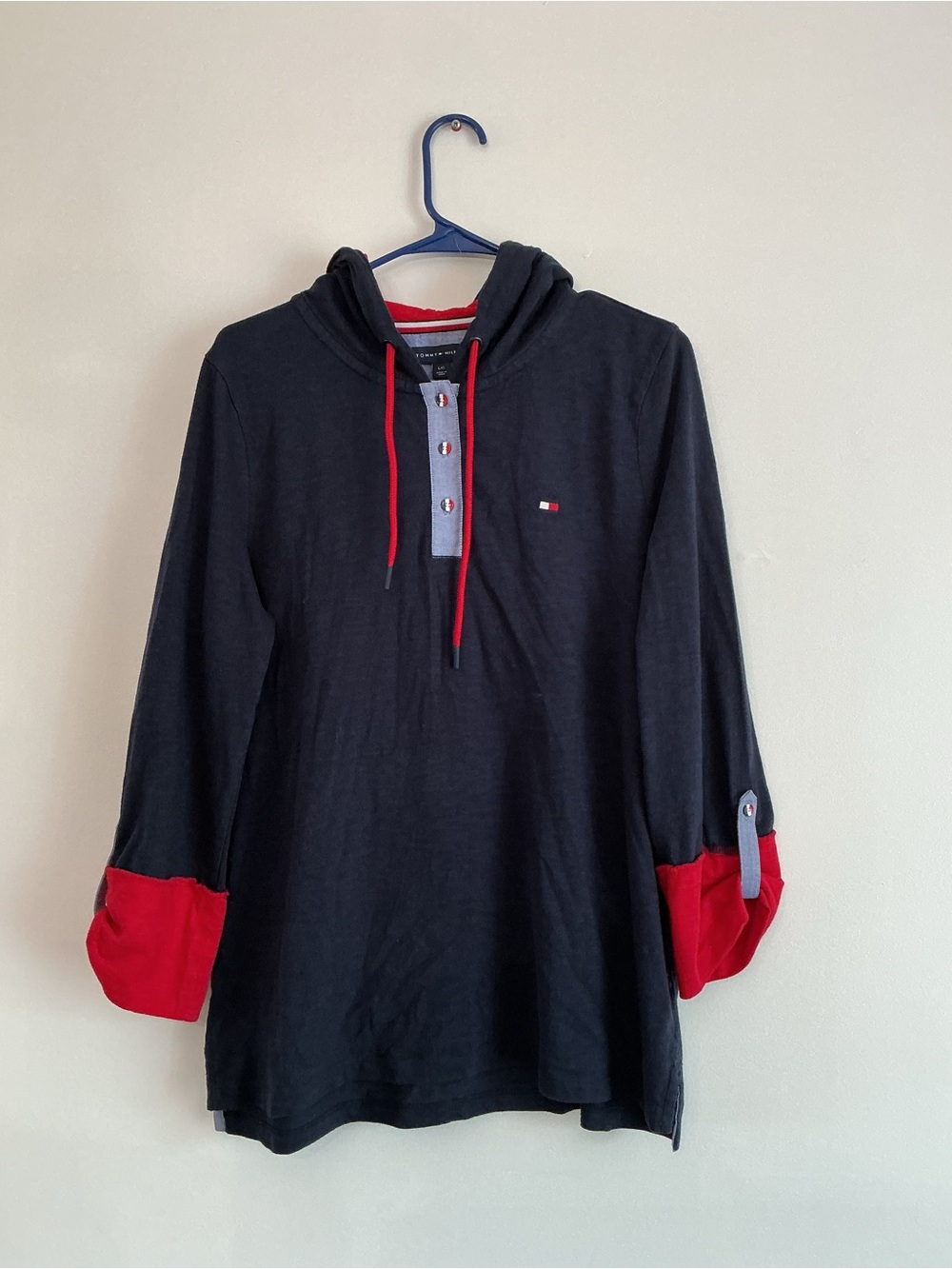 Tommy Hilfiger Black Hoodie with Red Accents